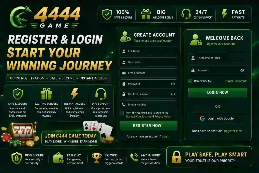 c444 game registeration and login